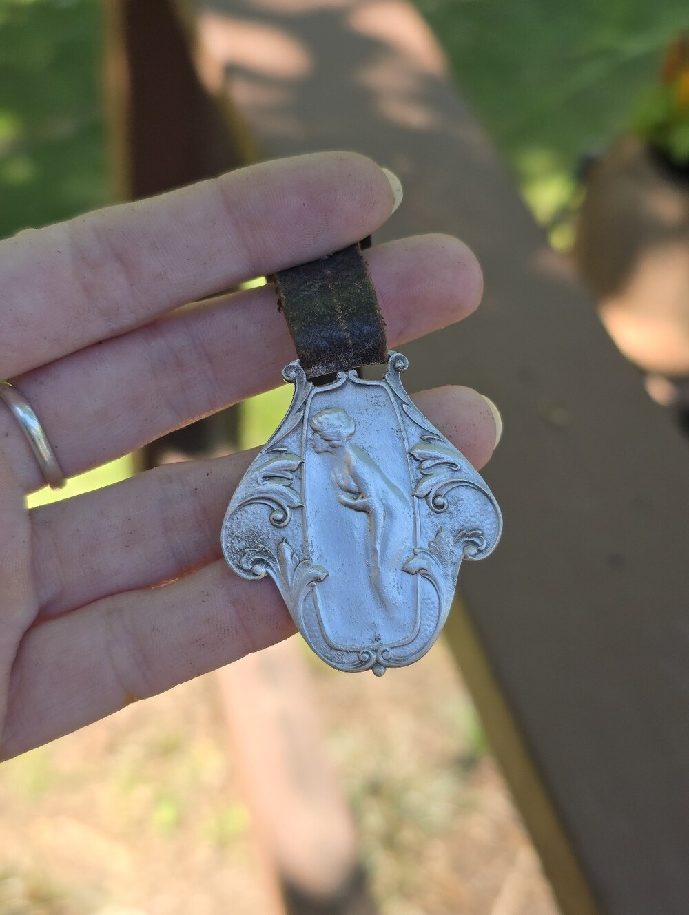 Vintage September Morn Lady Girl Brass Pocket Watch Fob